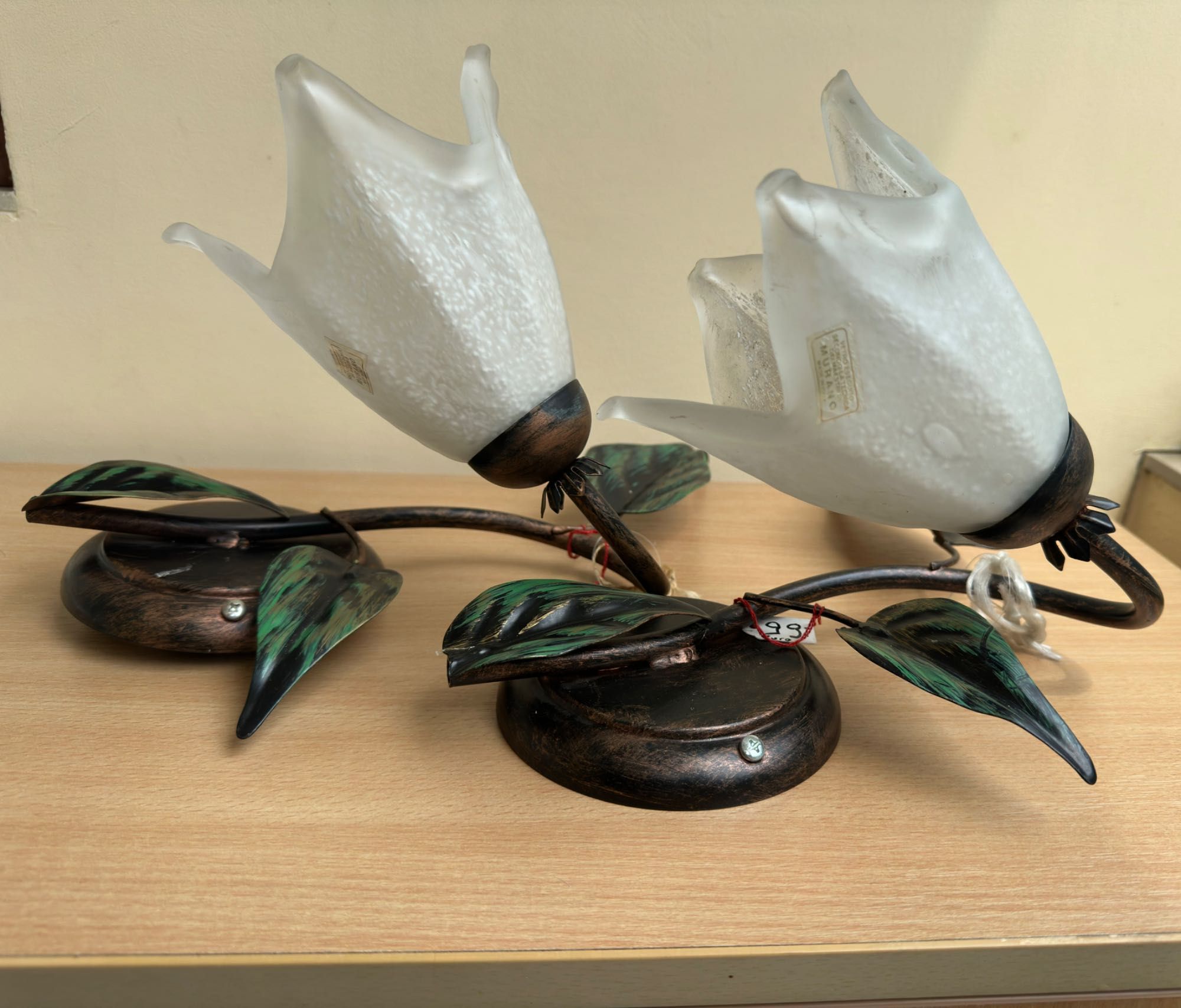 Murano Glass стенен аплик осветително тяло, 2бр., нови
