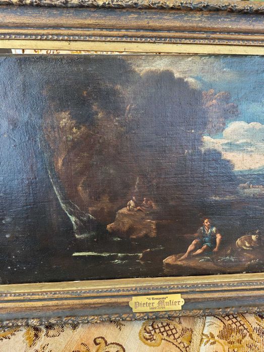 Tablou semnat ulei  (Sec. XVII) - Furtună Pieter Mulier (Il Tempesta)