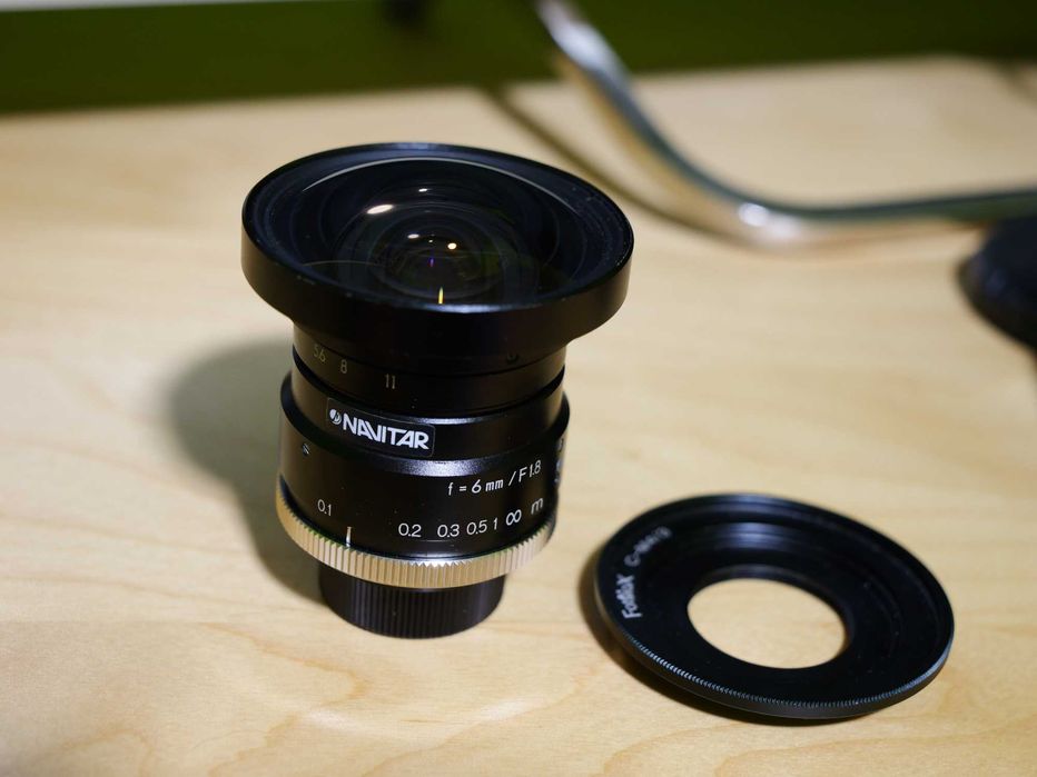 Obiectiv Kowa Navitar 6mm f1.8 C-mount + adaptor pentru camere MFT M43