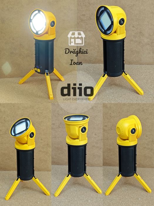 Proiector lanterna ALLinONE 117 LED alb, 44 led strobo si LED COB