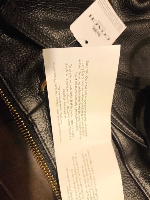 Кожена чанта Coach , нова, с допълнителна дълга дръжка