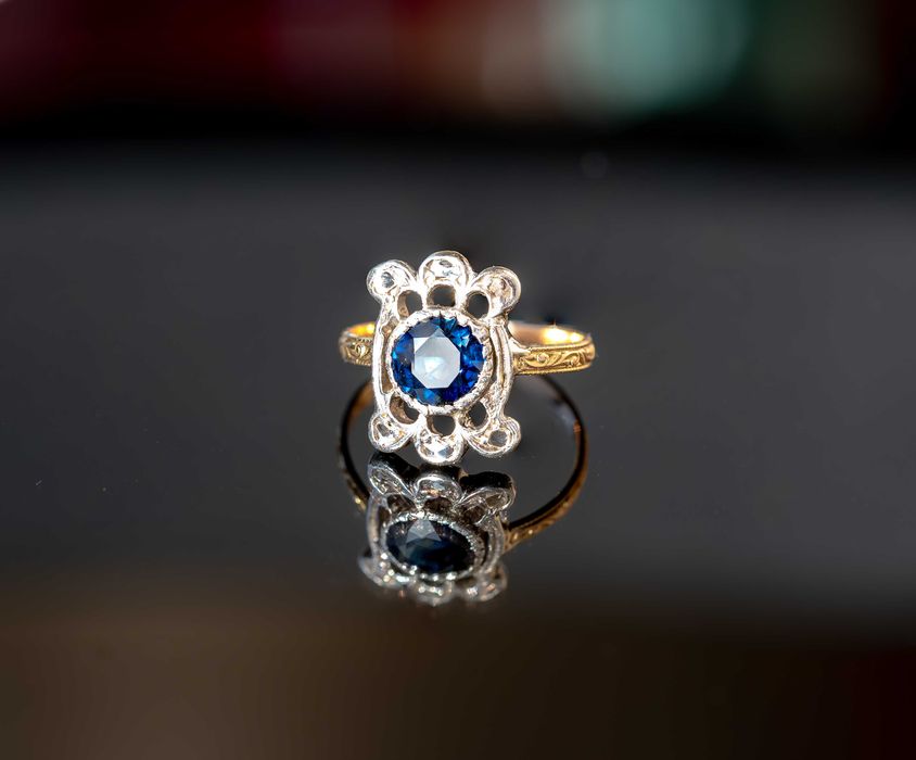 inel vechi aur diamante safir certificat