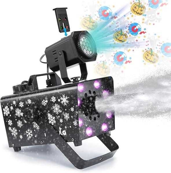 Hakuta Mașină de zăpadă de 800 W cu 8 lumini LED RGB