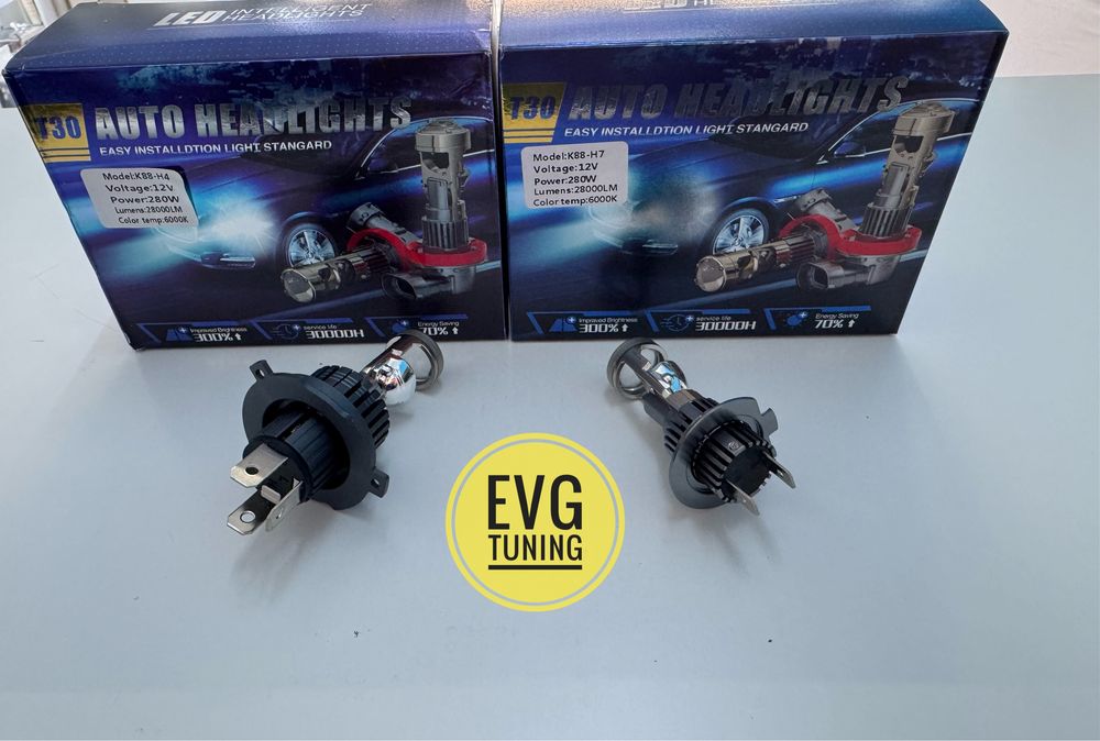 Becuri LED H4 H7 280W 28000LM 6000K Lupa