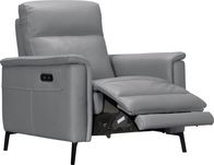 Fotoliu cu recliner electric Barano , Gri , piele naturala