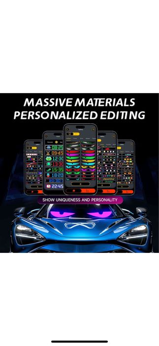 Гъвкав LED дисплей за кола, APP контрол, водоустойчив, 5M кабел