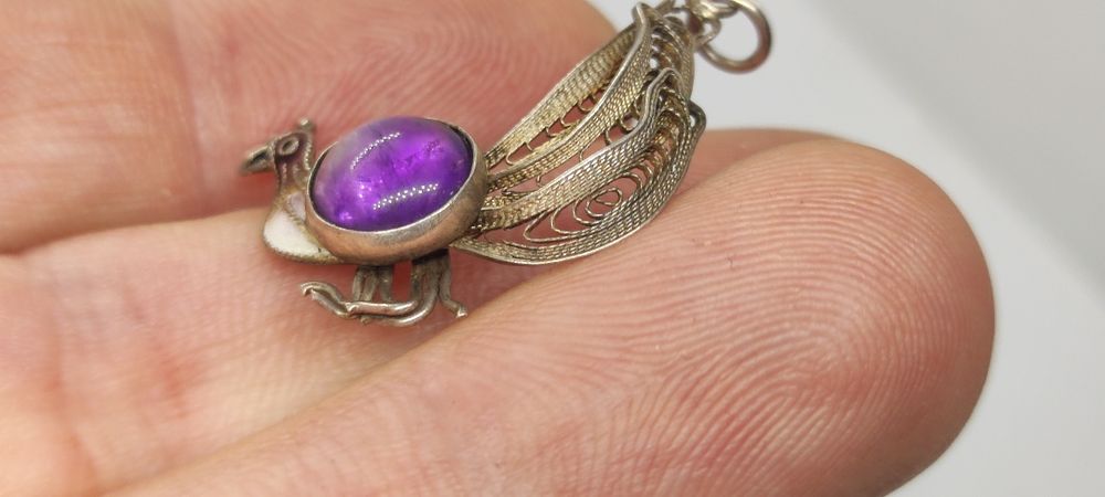 Pandantiv Vechi Chinezesc Din Argint  cu Ametist