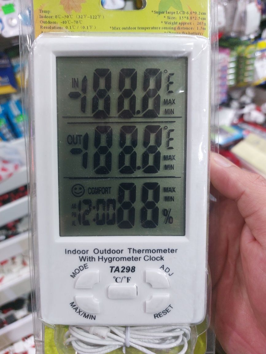 термометр-гигрометр, влажность и время ТА 298 (Есть Яндекс Доставка)