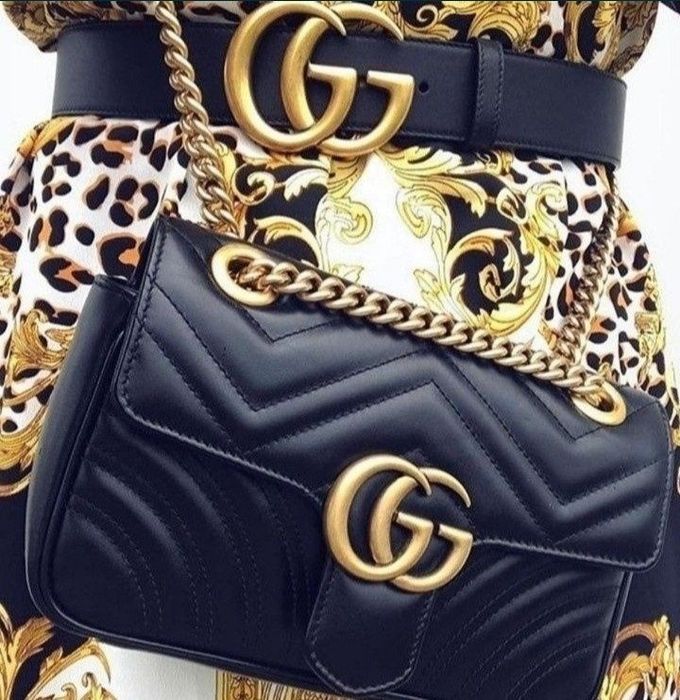 Geanta damă model Marmont, logo metalic auriu, saculet