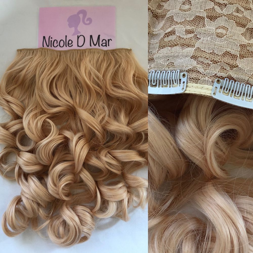 Extensii clip on blond auriu model ondulat tip tresa/mesa