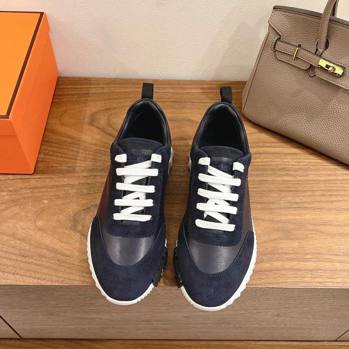 Scarpe sportive negre și albe cu piele Hermes, mărimi de la 36 la 44