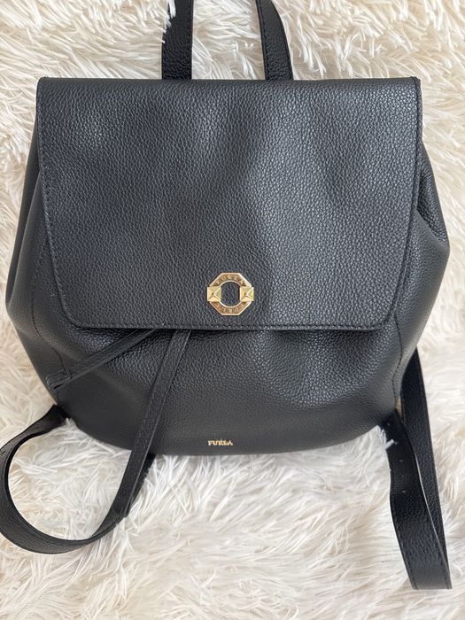 Furla кожена, черна раница