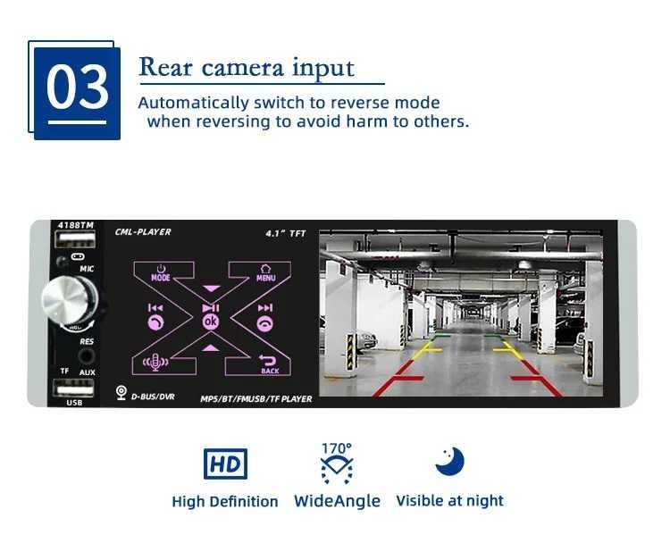 Casetofon Video 4,1” DVD Mp5 Auto 1Din USB- Navigatie.prin Mirrorlink