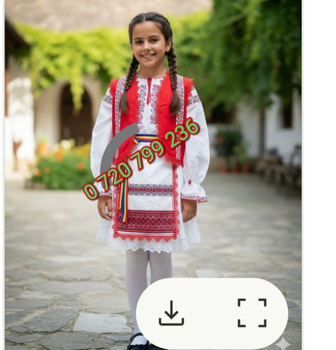 Costum popular cu vesta pt fete 4-9 ani OFERTA