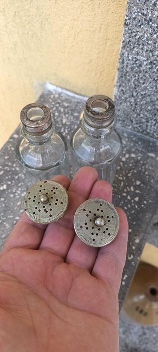 Pereche Solnițe Cristal și metal Argintat