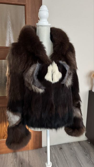 Blana naturala de vulpe multicolora