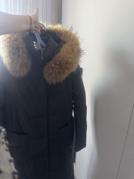 Зимний пуховик натуральная опушка, нотуральный пух