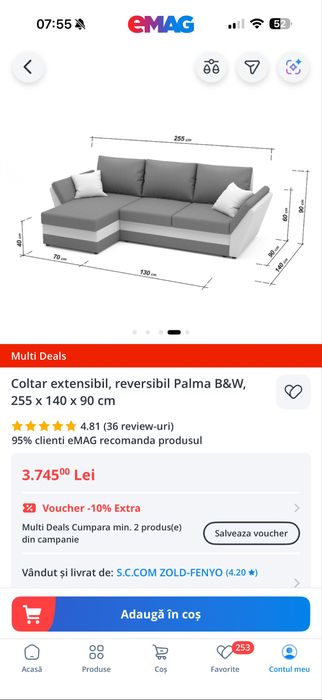 Coltar extensibil , reversibil Palma B&W