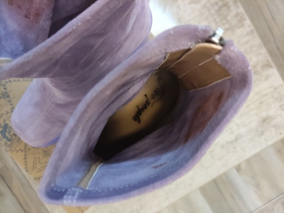 Botine mov deschis piele întoarsă naturală