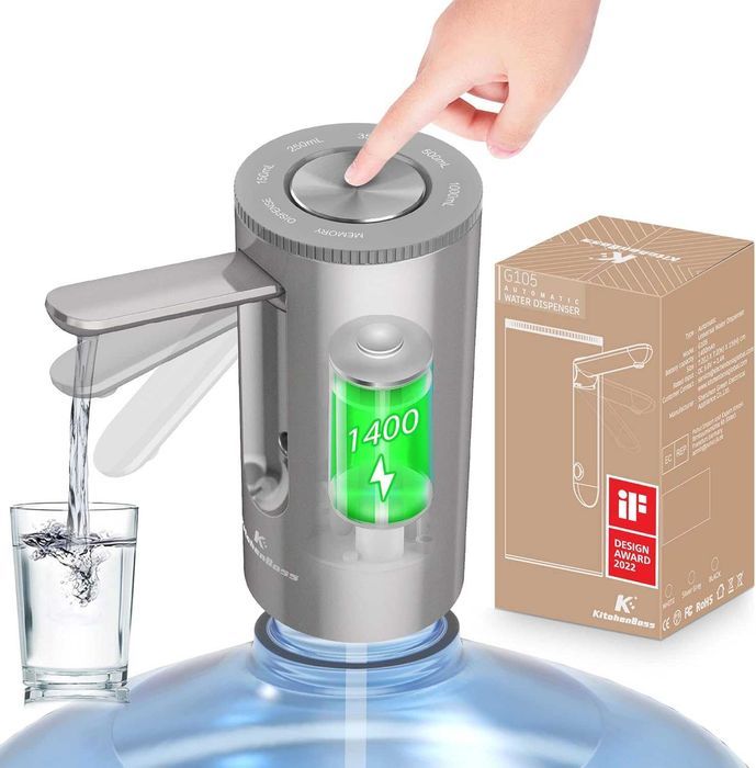 Pompa electrica pliabila KitchenBoss, USB, bidon 1-5 gal, argintie