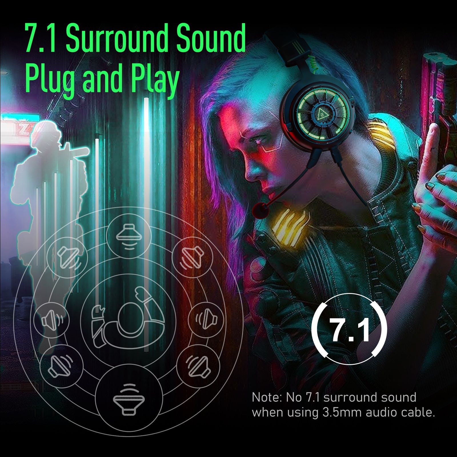 Геймърски слушалки 7.1 съраунд EKSA E5000 Pro Star Engine, Plug & Play
