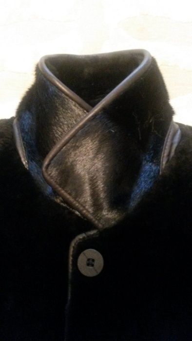 куртка зимняя двусторонняя (кожа/цигейка) черная