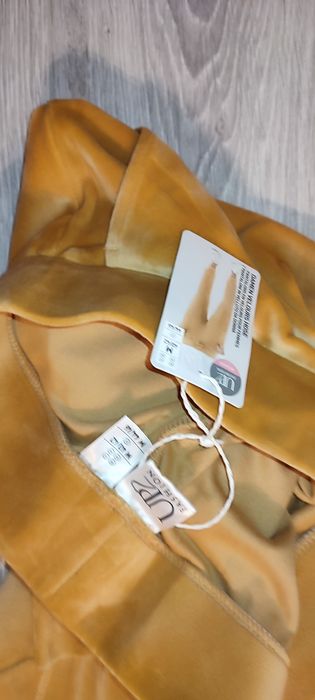 Trening gros din catifea fină, superb, 2 piese, galben auriu, S- M,