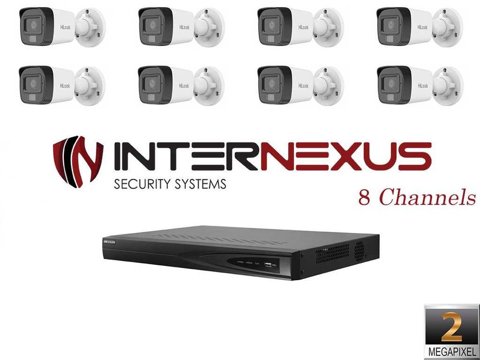 8Ch IP 2 Mpx Система за Видеонаблюдение с Камери HiLook IPC-B120HA-LUC