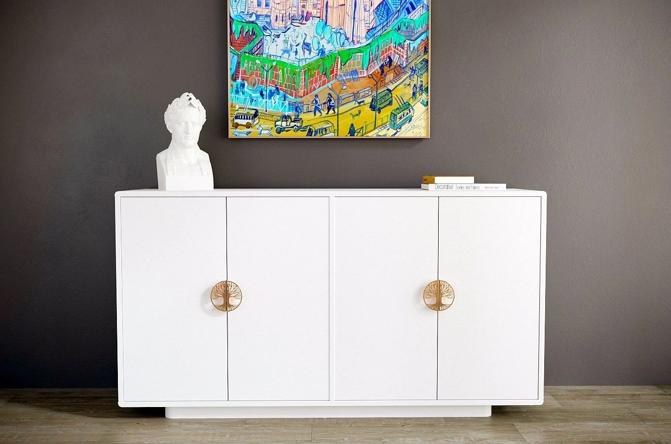 Comoda Lotus , Alb , 139 cm MDF