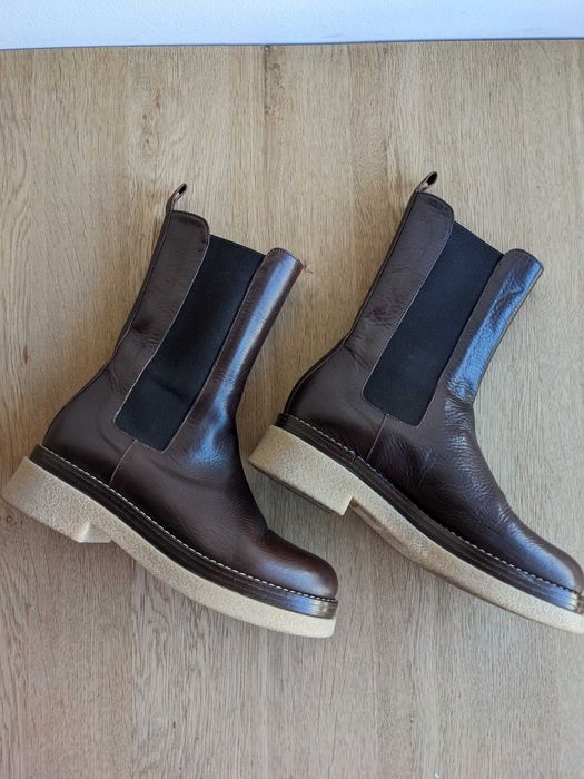 Ghete Chelsea înalte din piele maro 37