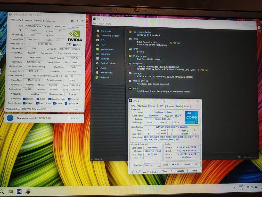 Dell Precision 7670/NVidia RTX 3080Ti 16GB/Intel Core i5-12600HX/64GB