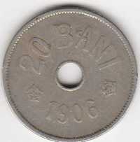 Moneda 20 bani 1906 Bruxelles Cu-Ni circulata -25-