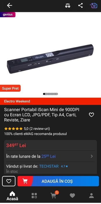 iScan scanner documente portabil 900dpi Jpg Pdf LCD reviste poze ziare