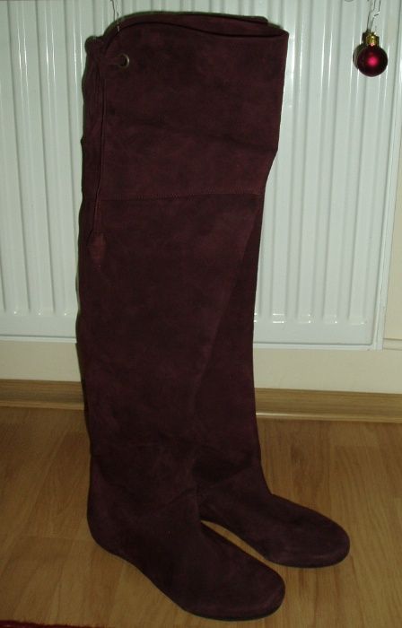 cizme dama inalte piele intoarsa bordo 37 redus