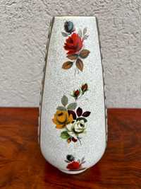 Rafinata vaza-ceramica emailata cu trandafiri-marcata-Belgia