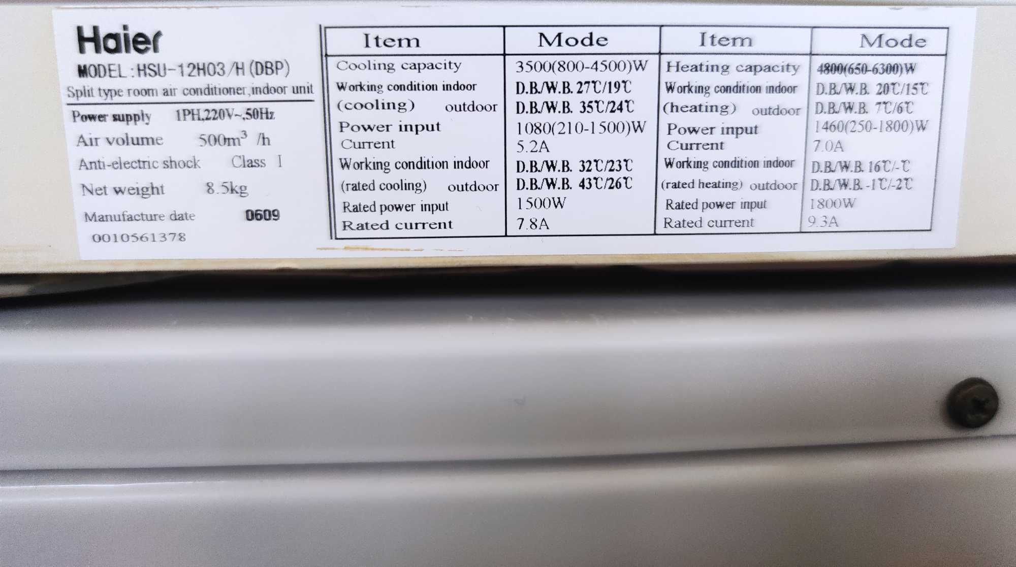 Haier HSU-12H03H(DBP) (инверторна сплит система)