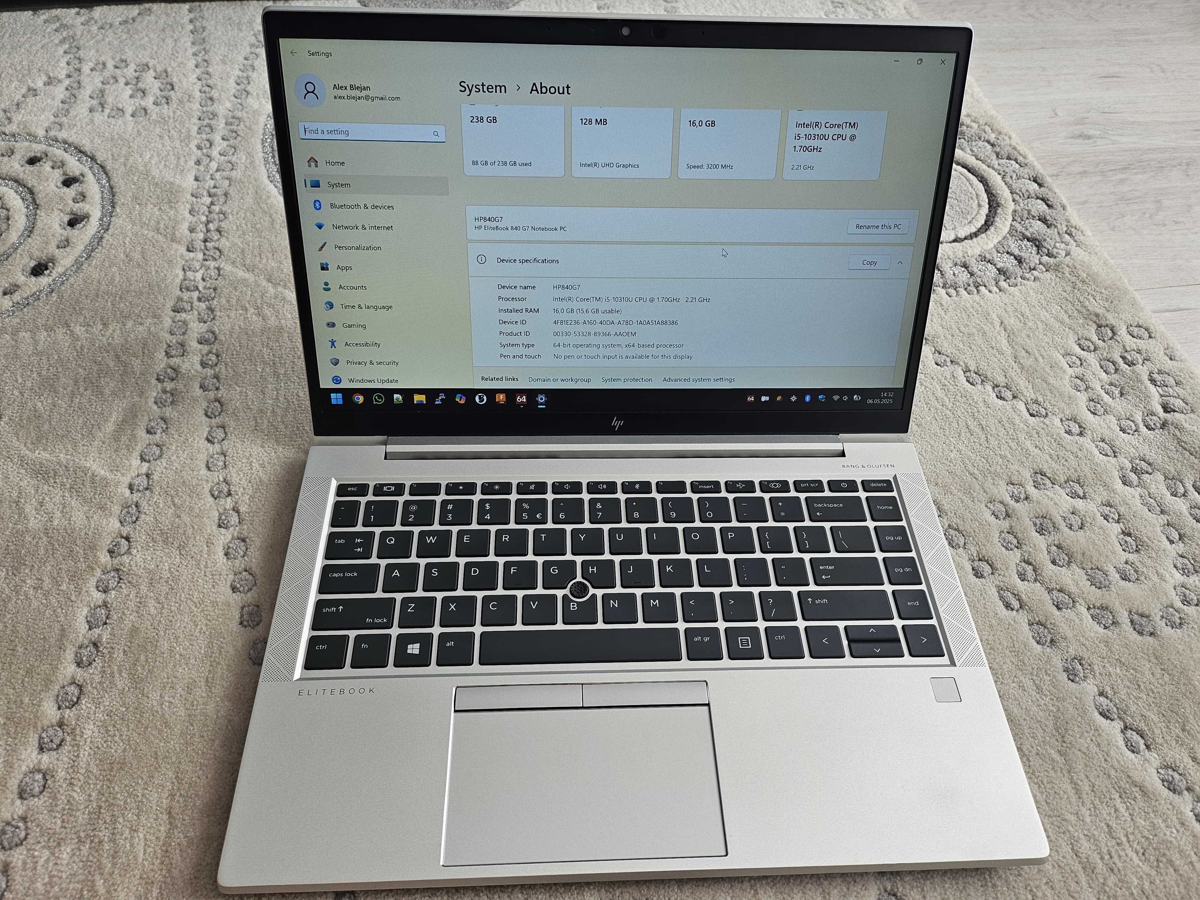 Vand Hp Elitebook G7 I5-10310U, 16GB RAM, 256GB SSD stare f buna