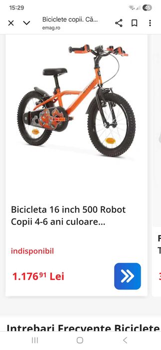 Bicicleta 16 inch B Twin 500 robot.