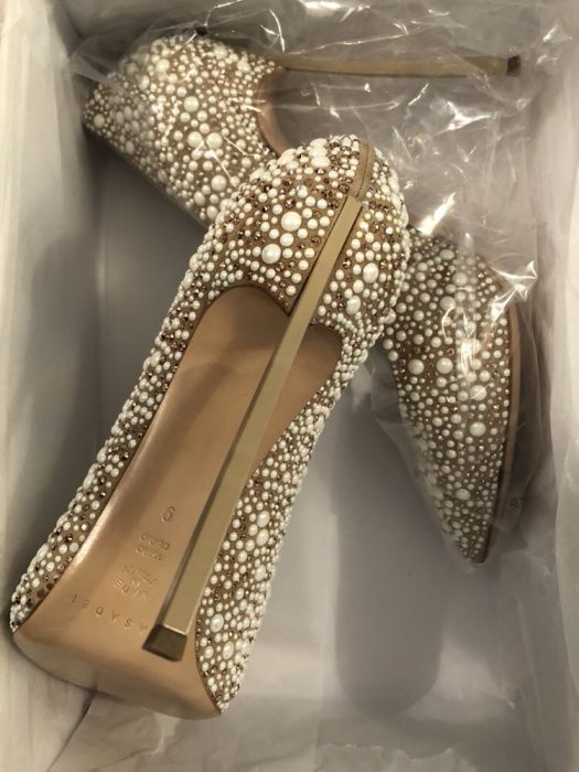 Pantofi Blade Casadei piele, perle, cristale Swarovski,mărimea 39,nou