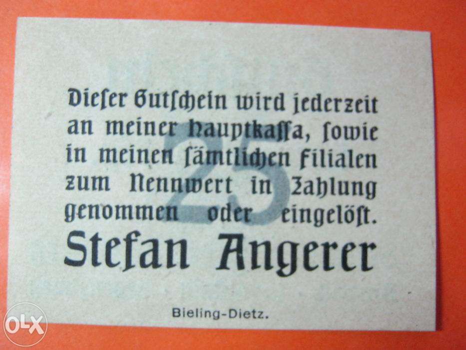 Bancnote de necesitate,2 buc.10,25pfg.Germania.WW1.
