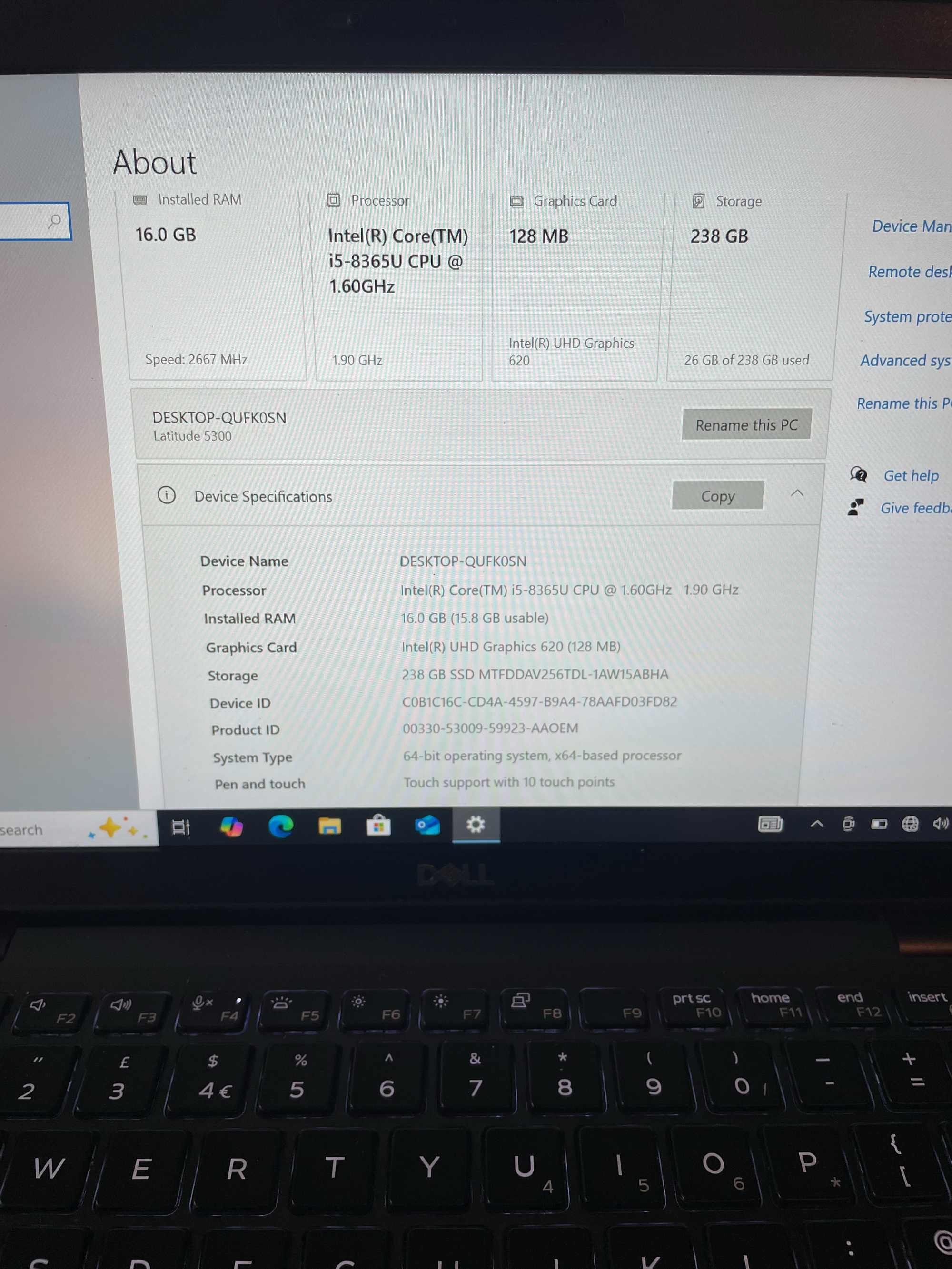 Dell 5300 - Touchscreen IPS 13.3'', i5-8365u, 16GB RAM, 256GB NVMe SSD