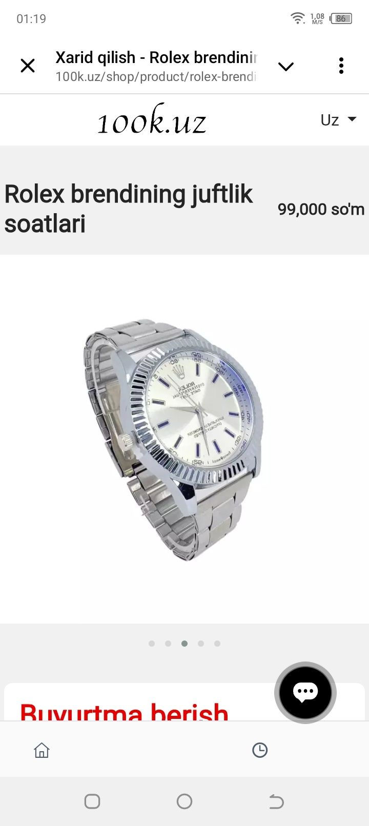 Rolex brending juftlik soatlari
