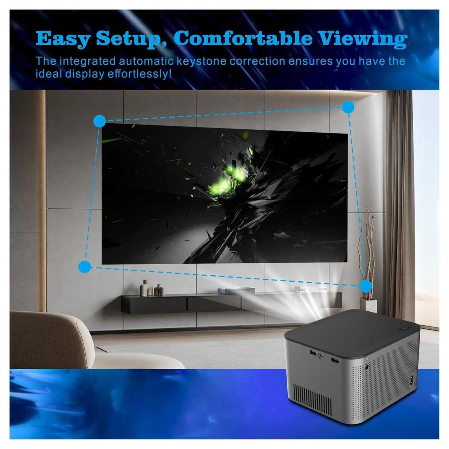 Проектор HY350 4K Full HD 1080P WiFi 580ANSI 150” Електронен фокус...