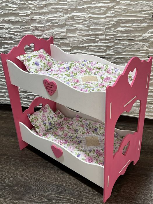 Кукольная кроватка. Кроватка для кукол. Двухъярусная кроватка.