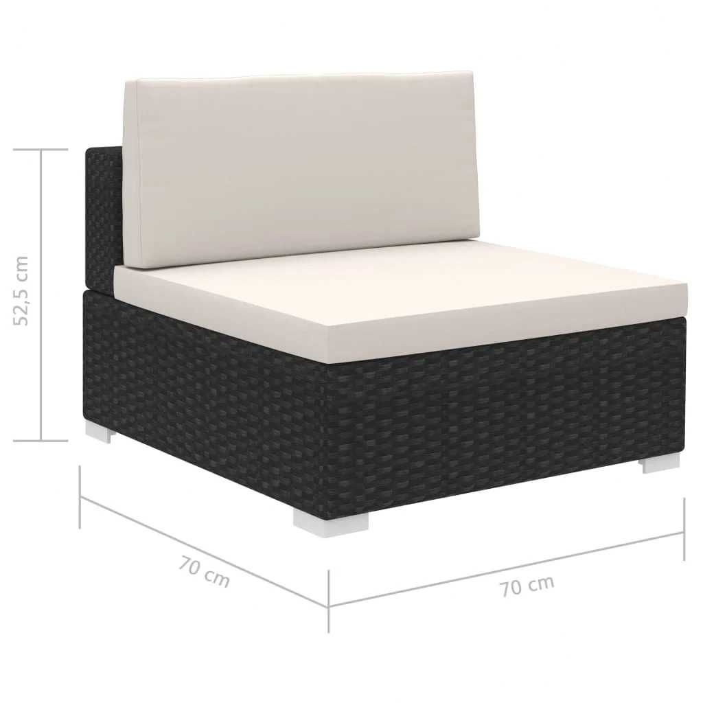 Set mobilier de gradina/terasa canapea/coltar Negru/Crem Ratan IMOLA
