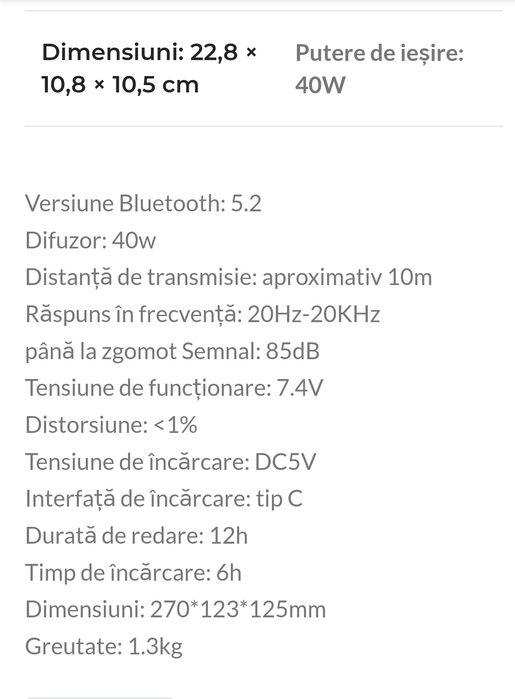 Boxă wireless Zealot S56 40W cu card TF/stick USB