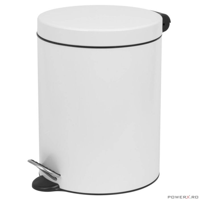 Cos de gunoi cu pedala, capacitate 5 litri, alb, PowerX