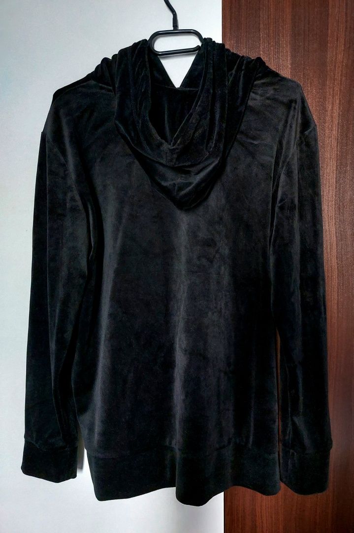 Hanorac bluză velur catifea neagră cu glugă și buzunar Pepco XXL
