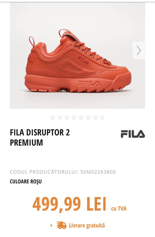 Incaltaminte Fila Neon Orange Marimea 39(corespund 38)