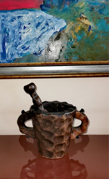 Хаванче пестник чукало селски резбован дървен комплект Испания рустико